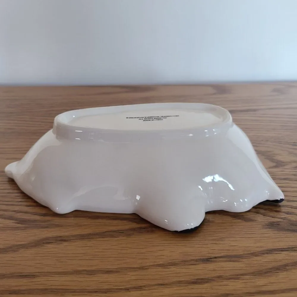 Boston Warehouse Santa Ceramic Serving Dish and Candy Cane Spreader Vintage 2006
